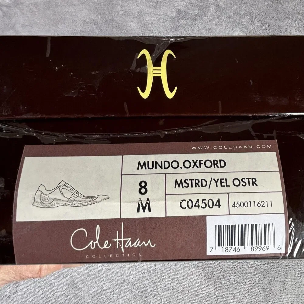 Cole Haan‎ Mundo Oxford Shoes Mens Size 8 Mustard Green Ostrich Leather C04504